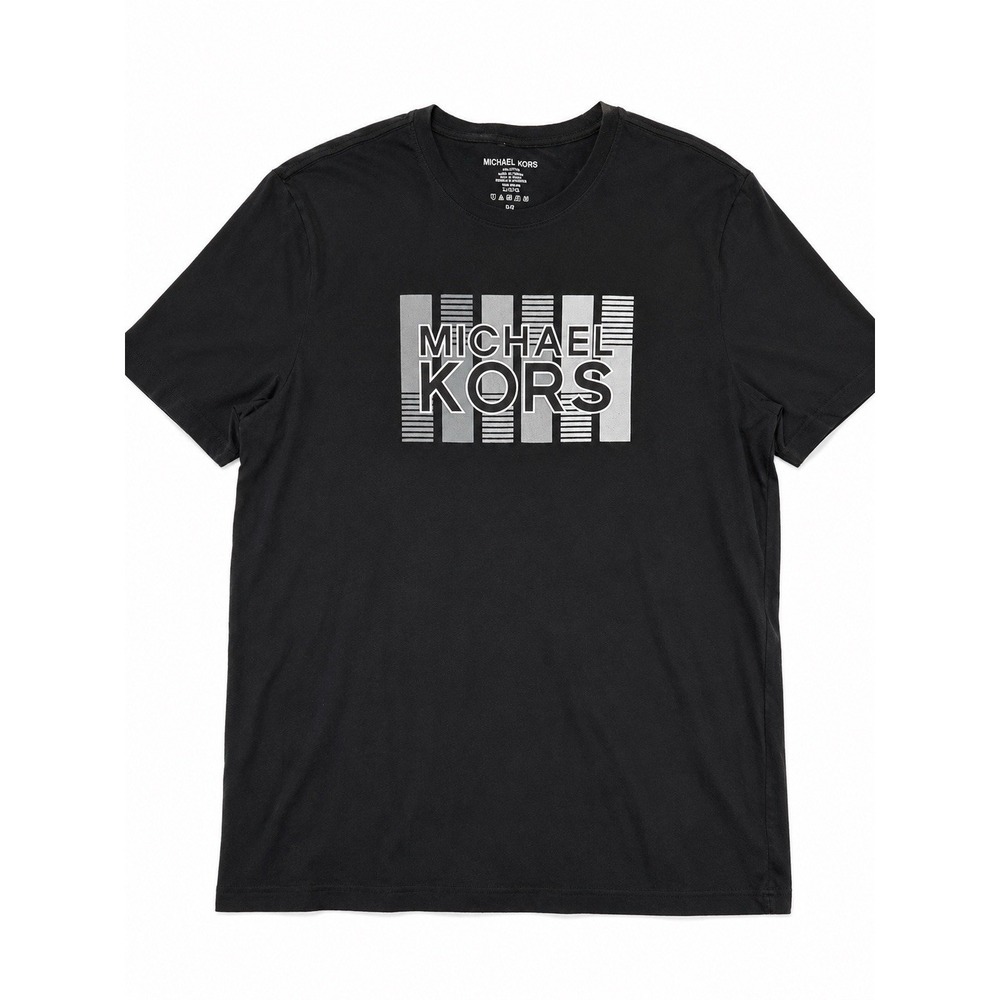 Michael Kors Men's L Black Logo Graphic Print Crew Neck Short Sleeve T-Shirt - Picture 1 of 2